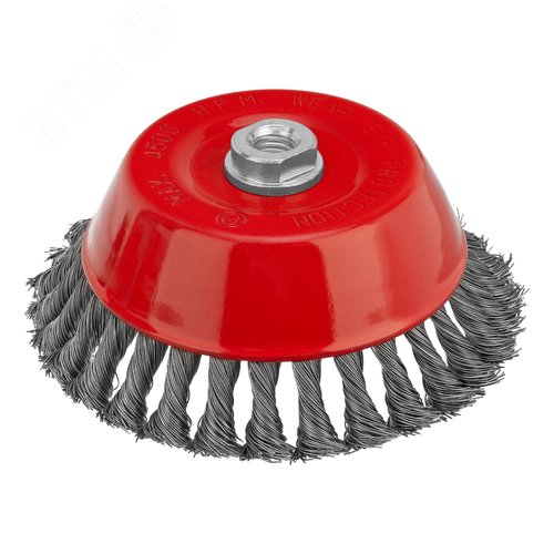 Щетка для УШМ, 150 мм, М14, Чашка, крученая проволока 0,5 мм - фото 1