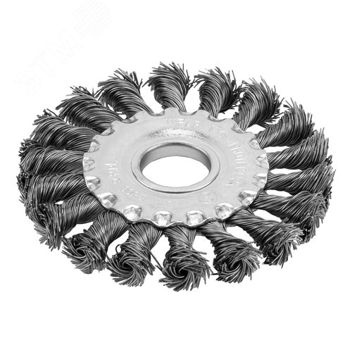 Щетка для УШМ, 100 мм, посадка 22,2 мм, Плоская, крученая проволока 0,5 мм - фото 1