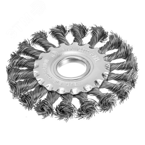 Щетка для УШМ, 100 мм, посадка 22,2 мм, Плоская, крученая проволока 0,5 мм - фото 1