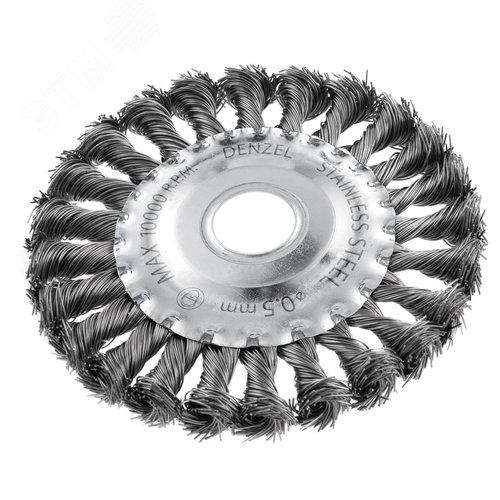 Щетка для УШМ, 125 мм, Плоская, крученая нержавеющая проволока 0,5 мм, посадка 22,2 мм - фото 1