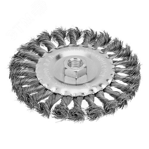 Щетка для УШМ, 125 мм, М14, Плоская, крученая проволока 0,35 мм - фото 1
