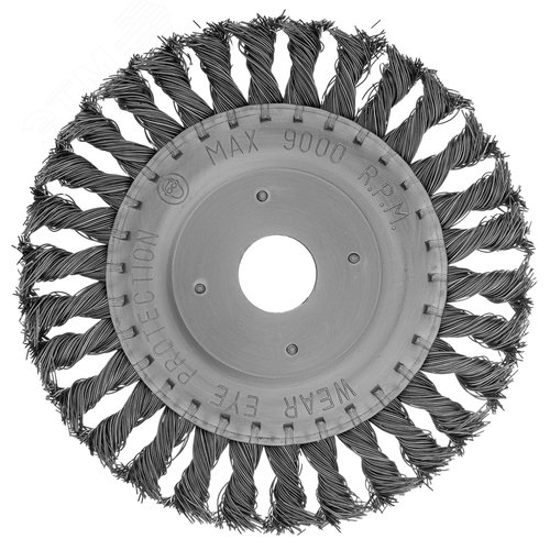 Щетка для УШМ, 150 мм, посадка 22,2 мм, Плоская, крученая проволока 0,5 мм - фото 1