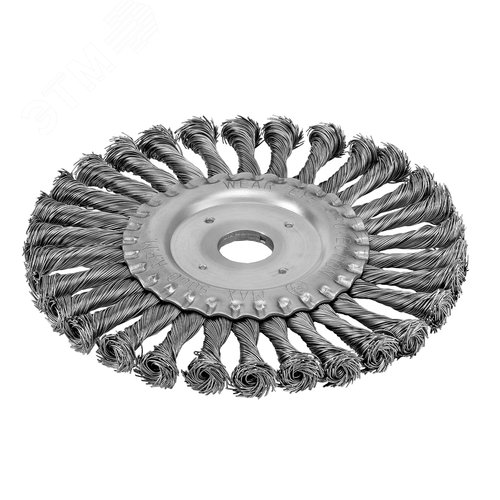 Щетка для УШМ, 175 мм, посадка 22,2 мм, Плоская, крученая проволока 0,5 мм - фото 1