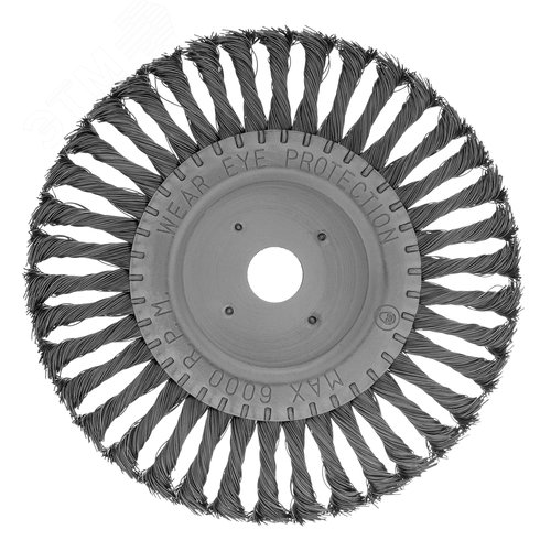 Щетка для УШМ, 200 мм, посадка 22,2 мм, Плоская, крученая проволока 0,5 мм - фото 1