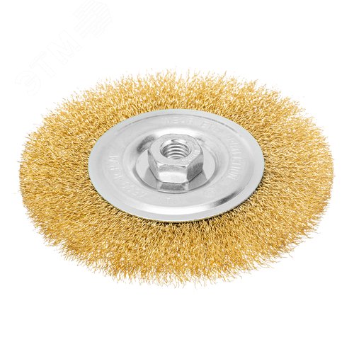 Щетка для УШМ, 150 мм, М14, плоская, латунированная витая проволока - фото 1