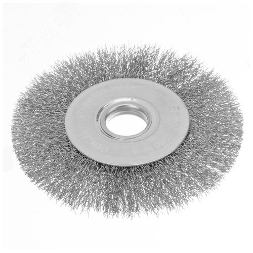 Щетка для УШМ, 125 мм, Плоская, витая нержавеющая проволока 0,3 мм, посадка 22,2 мм - фото 1