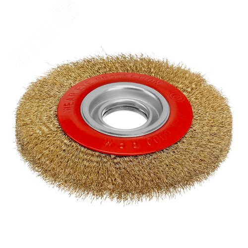 Щетка для точила, 150 мм, посадка 32 мм, плоская, латунир. витая проволока - фото 1
