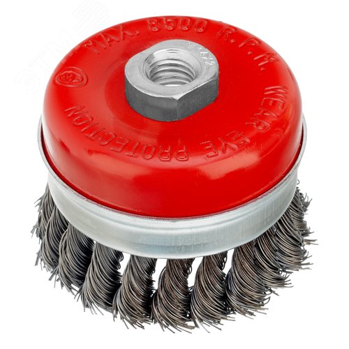 Щетка для УШМ Heavy Duty, 80 мм, М14, Чашка, крученая проволока 0,5 мм - фото 1