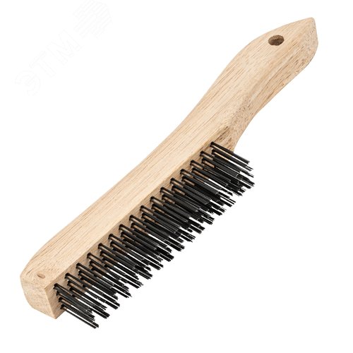 Щетка зачистная 4-х рядная, закаленная прямая проволока с деревянной ручкой - фото 1