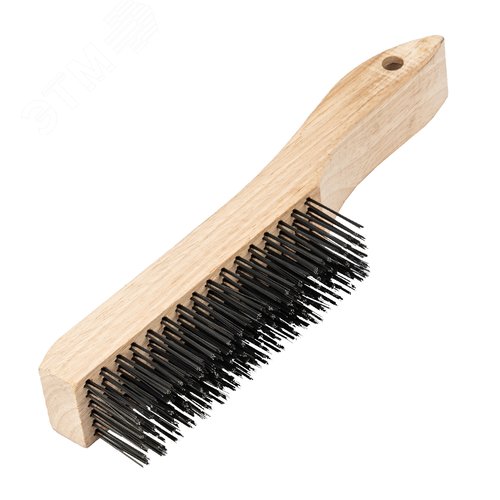 Щетка зачистная 6-и рядная, закаленная прямая проволока с деревянной ручкой - фото 1