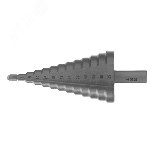 Сверло ступенчатое, 4-6-9-12-15-18-21-24-27-30-33-36-39мм, Р6М5, трехгр. хвостовик - фото 2