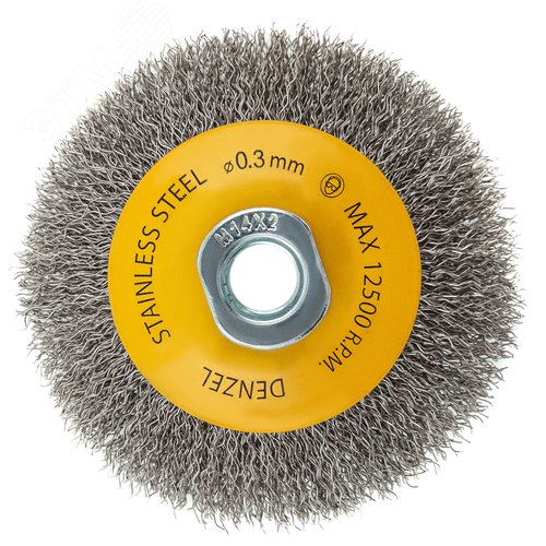 Щетка для УШМ, 100 мм, М14, Тарелка, витая нержавеющая проволока 0,3 мм - фото 2