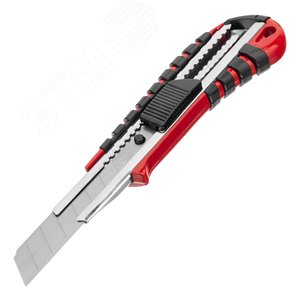 Изображение товара Нож, 18 мм выдвижное лезвие металлическая направляющая эргоном. двухкомпонентная рукоятка (шт)