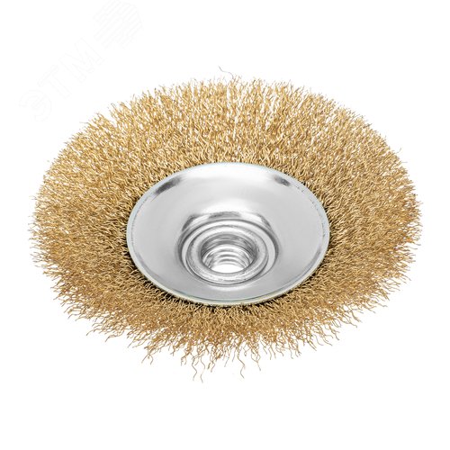 Щетка для УШМ, 115 мм, М14, тарелка,латунированная витая проволока - фото 2