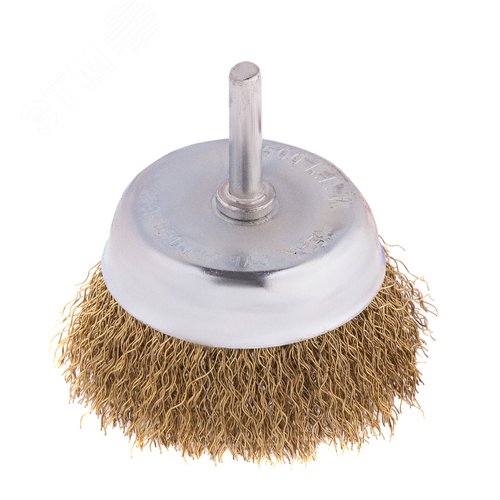 Изображение товара Щетка для дрели, 75 мм, чашка со шпилькой, латунированная витая проволока (шт)