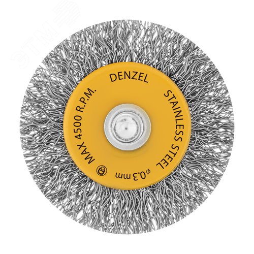 Щетка для дрели, 50 мм, Плоская, со шпилькой, нержавеющая витая проволока - фото 2