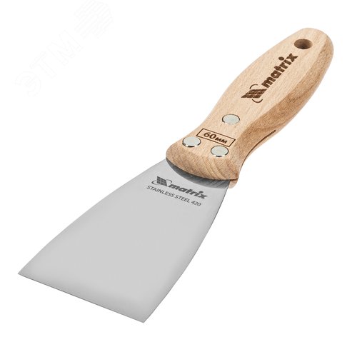 Шпательная лопатка из нержавеющей стали, 60 мм, буковая рукоятка, EFP - фото 1