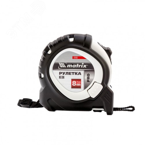 Изображение товара Рулетка Neon, 8 м x 25 мм, обрезиненный корпус, 3 фиксации, PRO (шт)