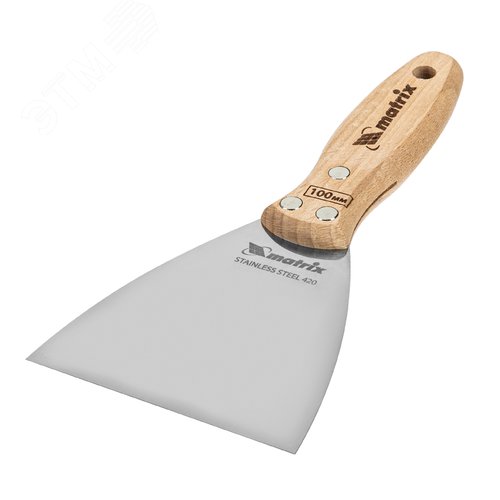 Шпательная лопатка из нержавеющей стали, 100 мм, буковая рукоятка, EFP - фото 1