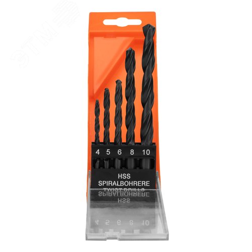 Набор сверл по металлу, 4-5-6-8-10 мм, HSS, 5 шт., пласт. бокс, цилиндрический хвостовик - фото 2