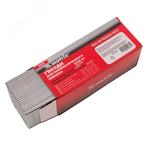 Гвозди для пнев. нейлера, длина - 45 мм, ширина - 1,25 мм, толщина - 1 мм, 5000 шт - фото 2