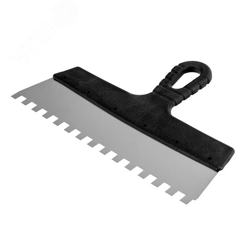 Шпатель из нержавеющей стали, 300 мм, зуб 10х10 мм, пластмассовая ручка - фото 1