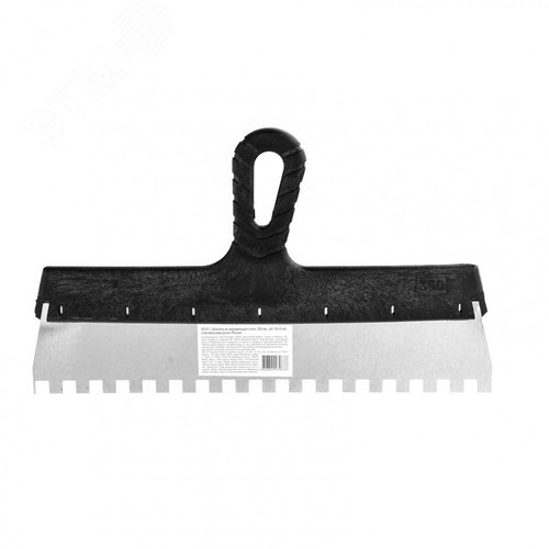 Шпатель из нержавеющей стали, 350 мм, зуб 10х10 мм, пластмассовая ручка - фото 1