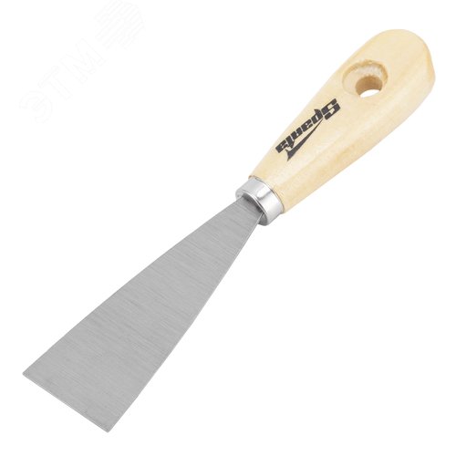 Шпательная лопатка из углеродистой стали, 40 мм, деревянная ручка - фото 1