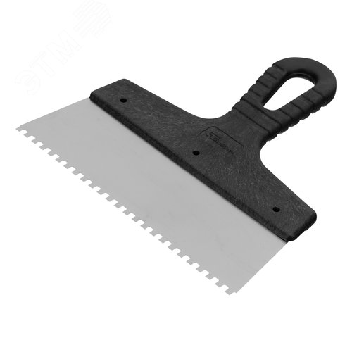 Шпатель из нержавеющей стали, 200 мм, зуб 4х4 мм, пластмассовая ручка - фото 1