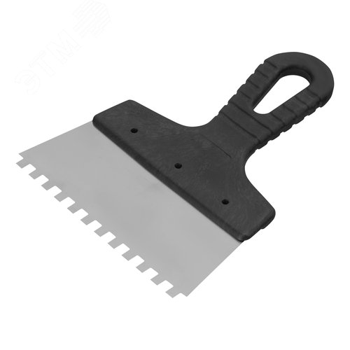 Шпатель из нержавеющей стали, 150 мм, зуб 6х6 мм, пластмассовая ручка - фото 1
