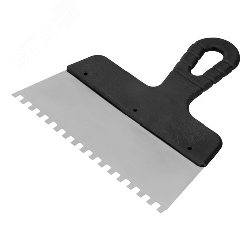 Шпатель из нержавеющей стали, 200 мм, зуб 6х6 мм, пластмассовая ручка - фото 1