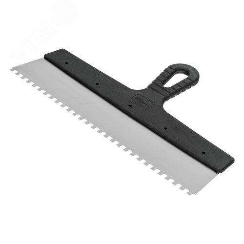 Шпатель  из нержавеющей стали, 350 мм, зуб 6х6 мм, пластмассовая ручка - фото 1