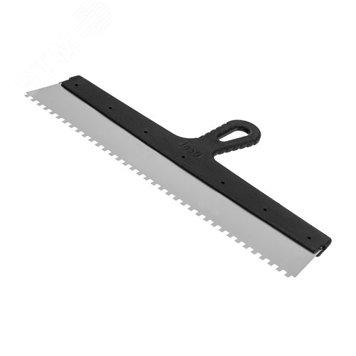 Шпатель из нержавеющей стали, 450 мм, зуб 6х6 мм, пластмассовая ручка - фото 1