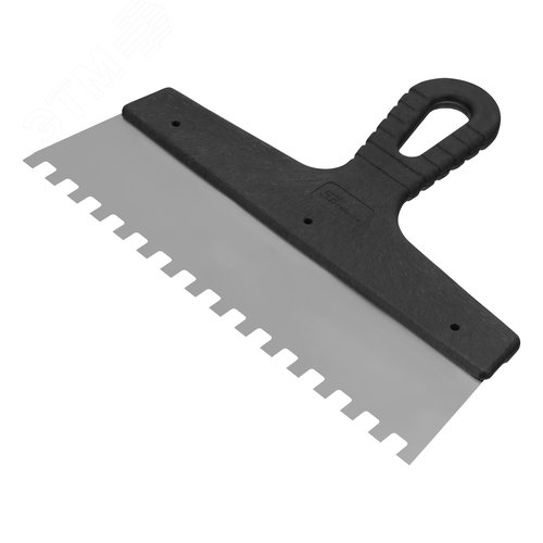 Шпатель из нержавеющей стали, 250 мм, зуб 8х8 мм, пластмассовая ручка - фото 1