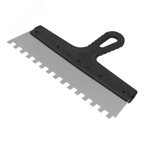 Шпатель из нержавеющей стали, 300 мм, зуб 10х10 мм, пластмассовая ручка - фото 1