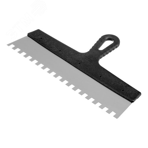 Шпатель из нержавеющей стали, 350 мм, зуб 10х10 мм, пластмассовая ручка - фото 1