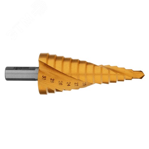 Сверло ступенчатое,6-8-10-12-14-16-18-20-22-24-26-28-30 мм,HSS,спирал.проф.,трехгр.хвост. - фото 3