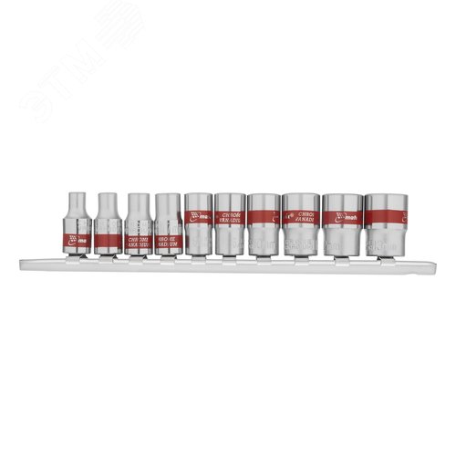 Изображение товара Набор торцевых головок 1/4', 6 гранные, CrV, 4-13мм, 10 штук (шт)