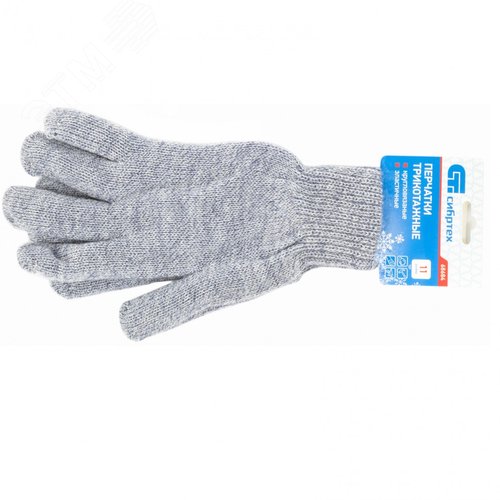 Изображение товара Перчатки трикотажные, акрил, двойные,цвет: серое мулине,двойная манжета, Россия (шт)