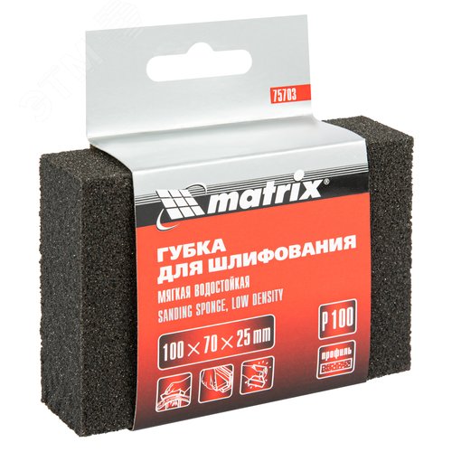 Изображение товара Губка для шлифования, 100 х 70 х 25 мм, мягкая, P 100 (шт)