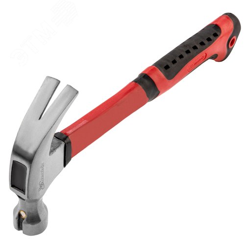 Изображение товара Молоток-гвоздодер, 450 г, боек c магнитом, фибергласовая обрезиненная рукоятка (шт)