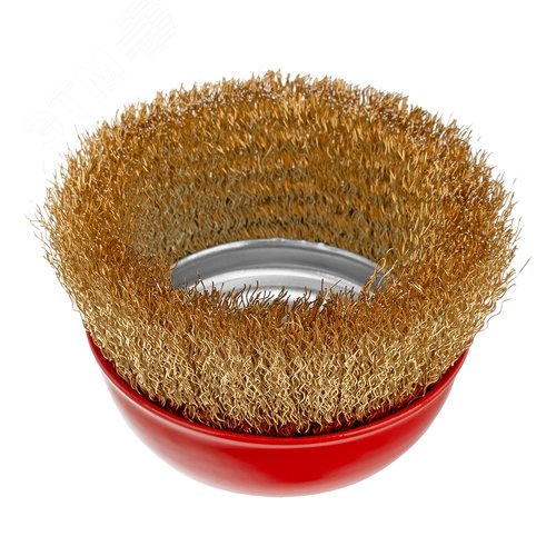 Щетка для УШМ, 100 мм, М14, чашка, латунированная витая проволока - фото 2