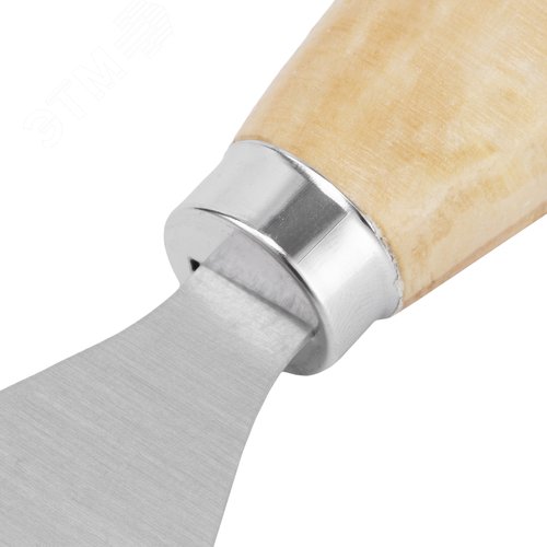 Шпательная лопатка из углеродистой стали, 80 мм, деревянная ручка - фото 2