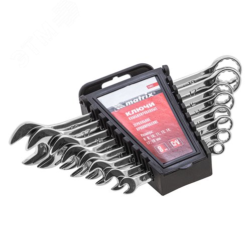 Изображение товара Набор ключей комбинированных, 6 - 19 мм, 8 шт., CrV, полированный хром (шт)