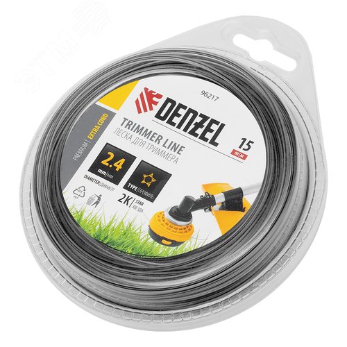 Леска для триммера двухкомпонентная звезда, 2,4мм х 15м, блистер EXTRA CORD - фото 1