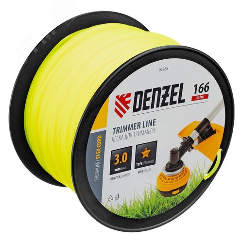 Леска для триммера звезда, 3,0мм х 166м, на DIN катушке FLEX CORD - фото 1