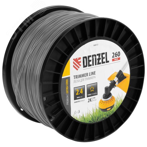 Леска для триммера двухкомпонентная звезда, 2,4мм х 260м, на DIN катушке EXTRA CORD - фото 1