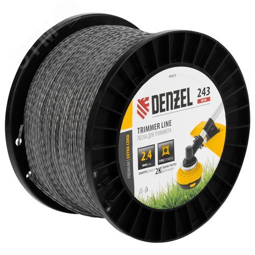 Леска для триммера двухкомпонентная витой квадрат, 2,4мм х 243м, на DIN катушке EXTRA CORD - фото 1