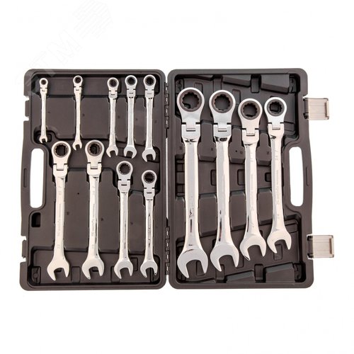 Изображение товара Набор ключей комбинированных трещоточных шарнирных 8-32 мм, 13 шт., CrV (шт)