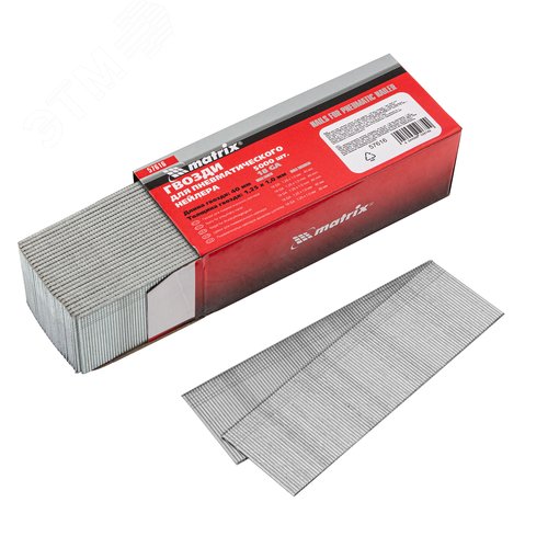 Изображение товара Гвозди для пнев. нейлера, длина - 40 мм, ширина - 1,25 мм, толщина - 1мм, 5000 шт (уп)